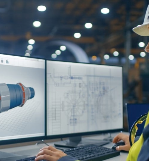 Woman working in technical factory