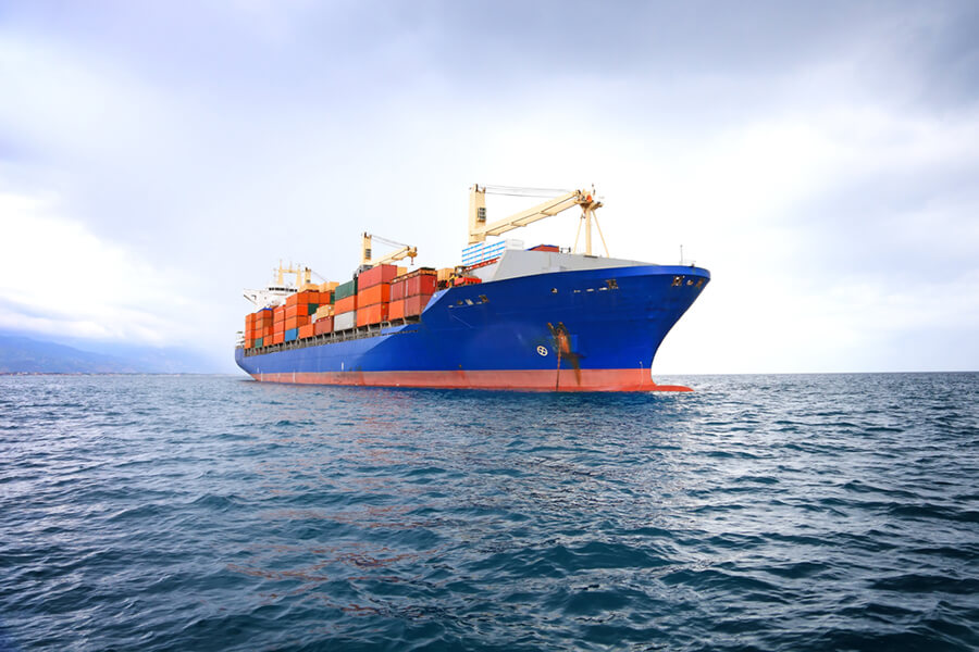 Container ship for import and trade