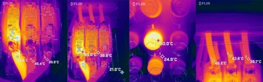 Termografering, fyra bildexempel. 