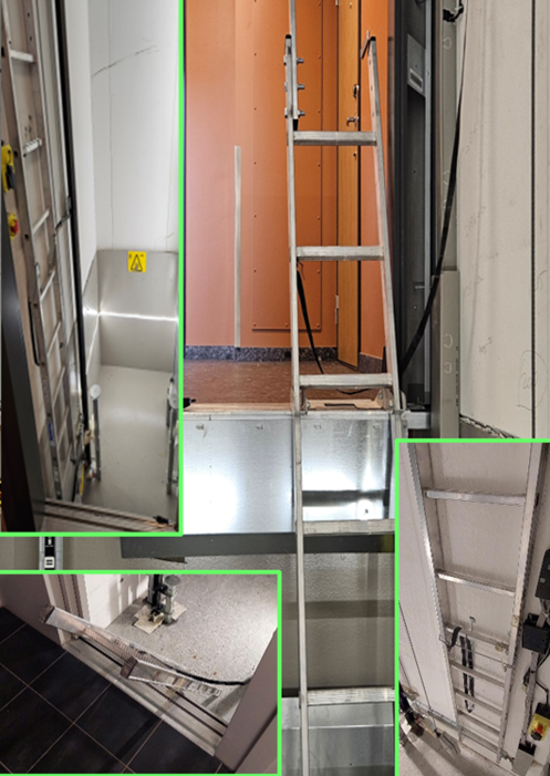 Säkert arbete - Godkänd lösa stegar, typgodkända, märkta och står på stabilt underlag. 